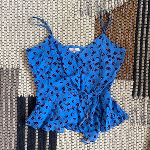 NWOT Parker Blue Floral Silk Cami Top size Small NEW